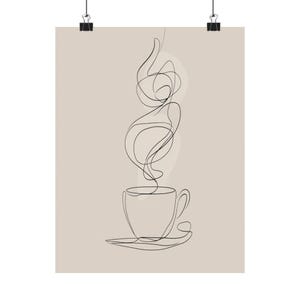 Minimalist Coffee Line Art Matte Vertical Posters, Steaming Cup Wall Prints, Modern Kitchen Decor, Coffee Nook Wall Art, Cafe Wall Print, image 7