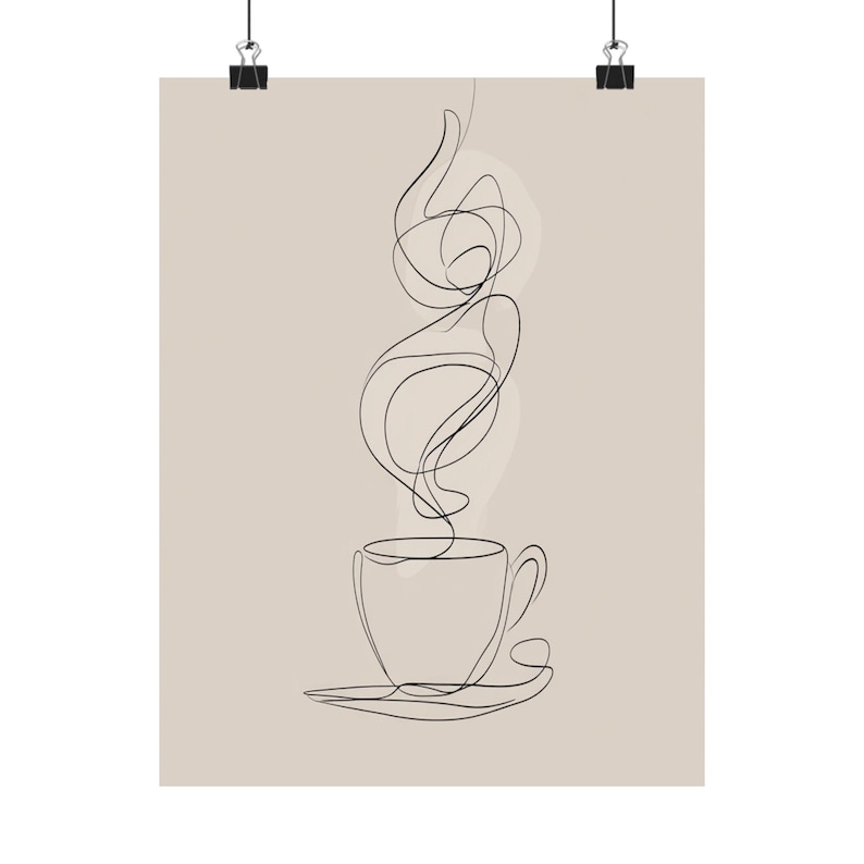 Minimalist Coffee Line Art Matte Vertical Posters, Steaming Cup Wall Prints, Modern Kitchen Decor, Coffee Nook Wall Art, Cafe Wall Print, image 7
