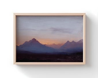 Minimal Mountain Wall Art, Dusk Landscape Print, Abstract Mountain Painting, Neutral Nature Decor, Calm Modern Wall Art