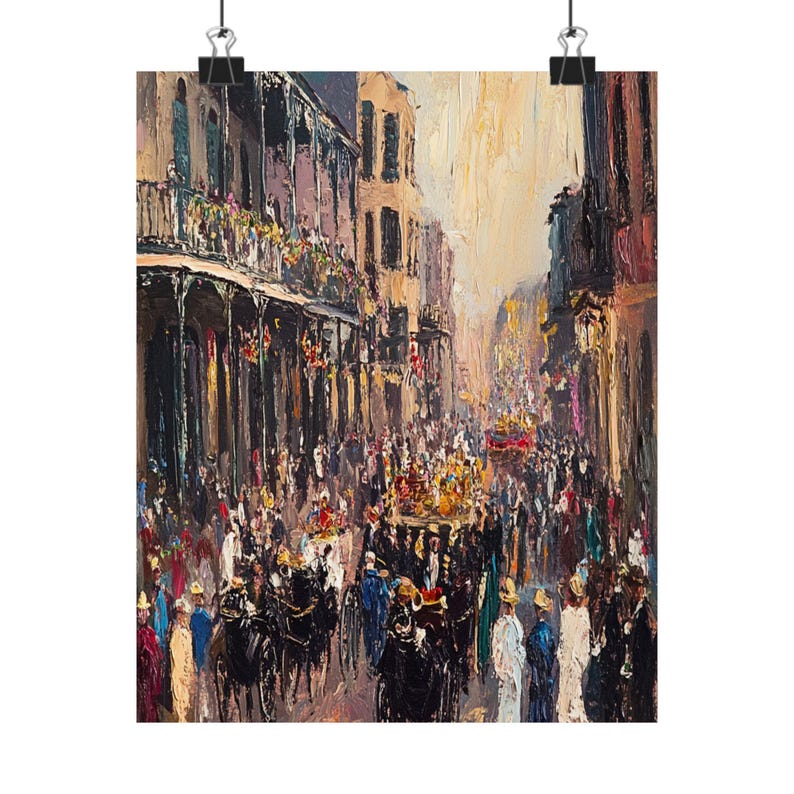 Vintage Mardi Gras Parade Print: New Orleans French Quarter Wall Art image 5