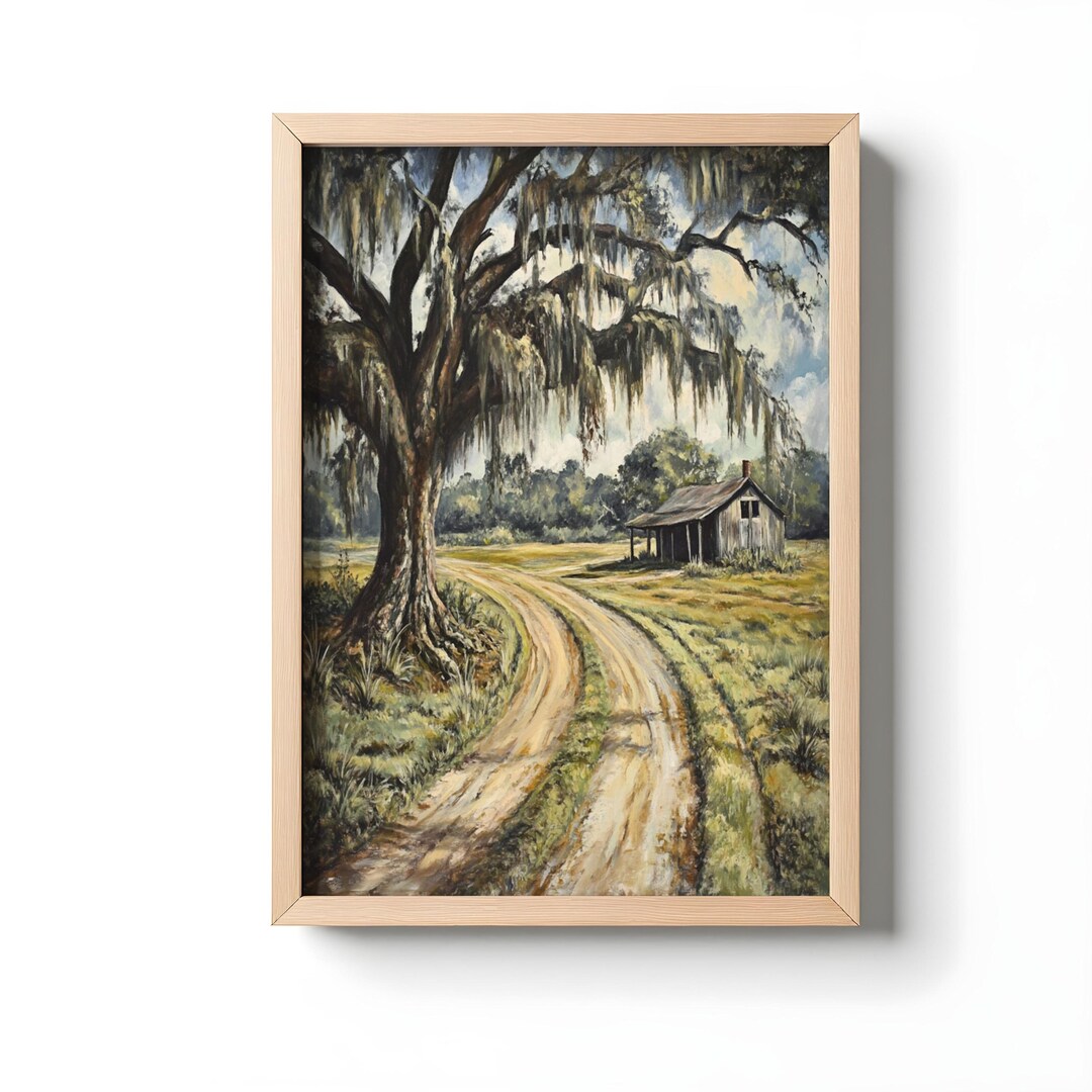 Vintage Bayou Bend Print: Rustic Southern Landscape, Farmhouse Wall Art ...