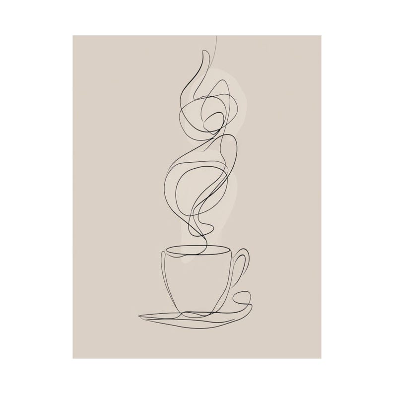 Minimalist Coffee Line Art Matte Vertical Posters, Steaming Cup Wall Prints, Modern Kitchen Decor, Coffee Nook Wall Art, Cafe Wall Print, image 8