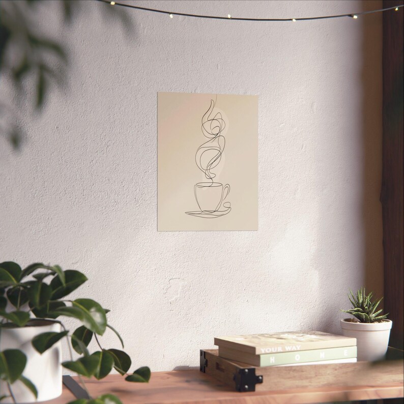 Minimalist Coffee Line Art Matte Vertical Posters, Steaming Cup Wall Prints, Modern Kitchen Decor, Coffee Nook Wall Art, Cafe Wall Print, image 12