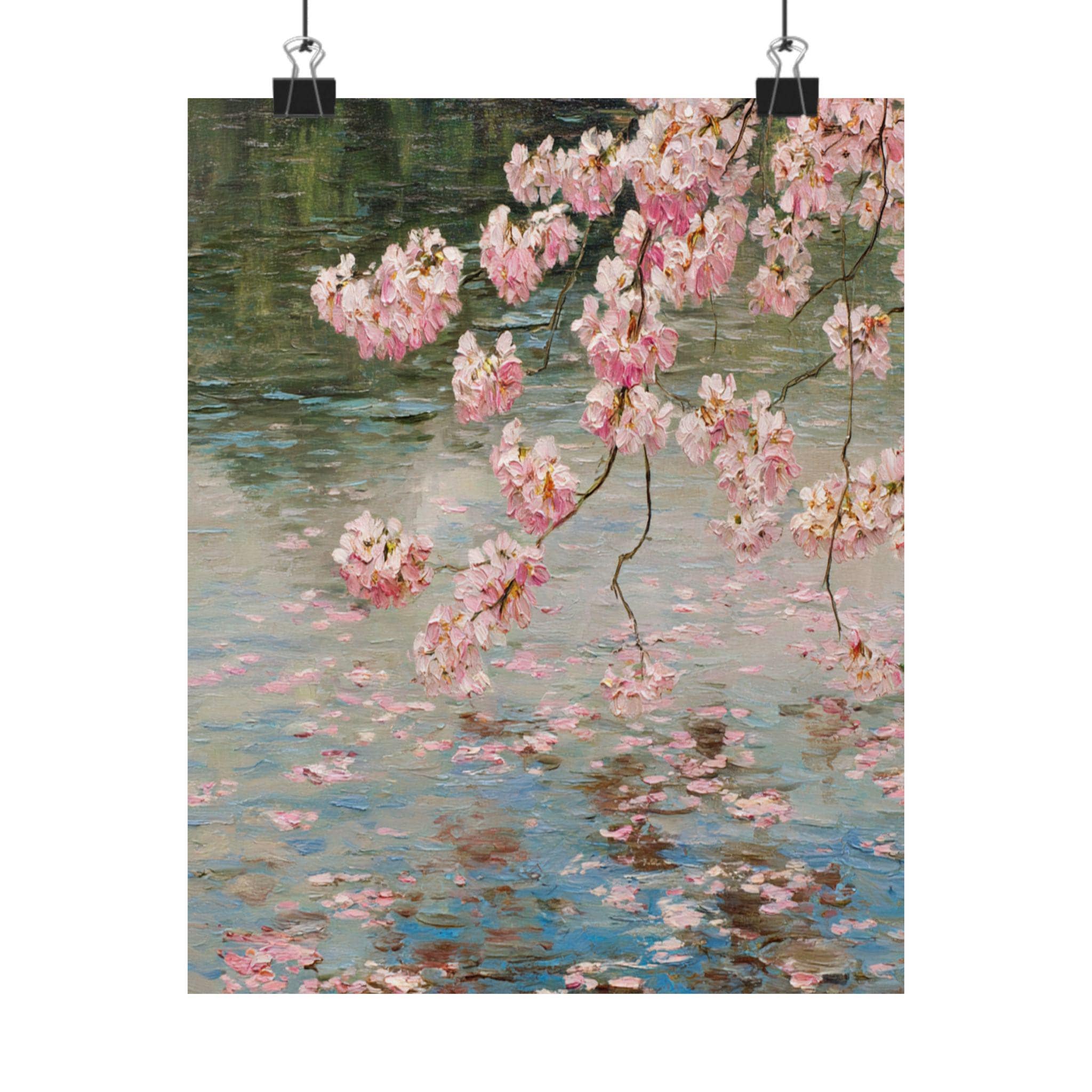 Cherry Blossom Oil Painting Print, Pink Floral Wall Art | Japanese ...