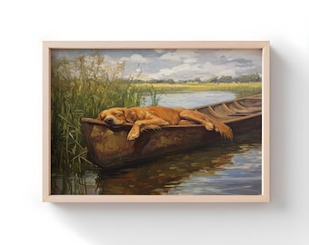 Golden Retriever Bayou Print: Rustic Swamp Dog Art, Southern Home Decor