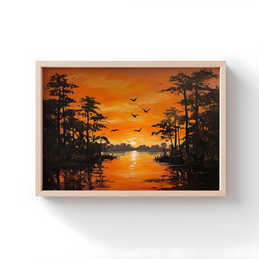 Louisiana Bayou Sunset Print: Rustic Southern Swamp Wall Art - Etsy