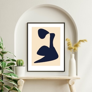 Chic Japandi Navy Blue Abstract Print - Minimalist Printable Wall Art for a Stylish Home Decor