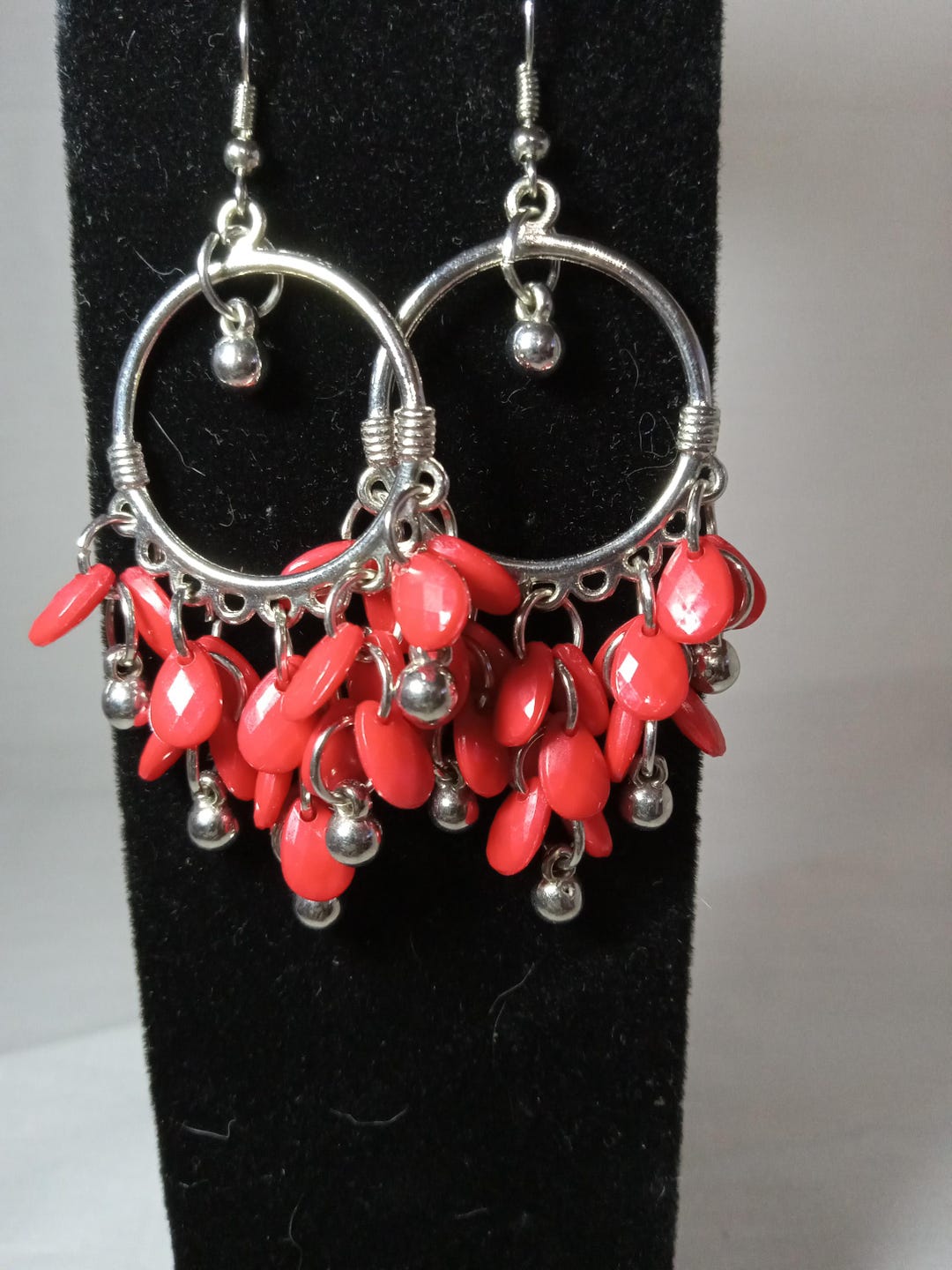 Formal Earrings Red Teardrop Twist Detail Dangle main image 1