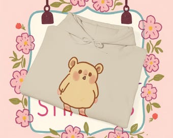 Cute Brown Monster Graphic Hoodie, Kawaii Pullover