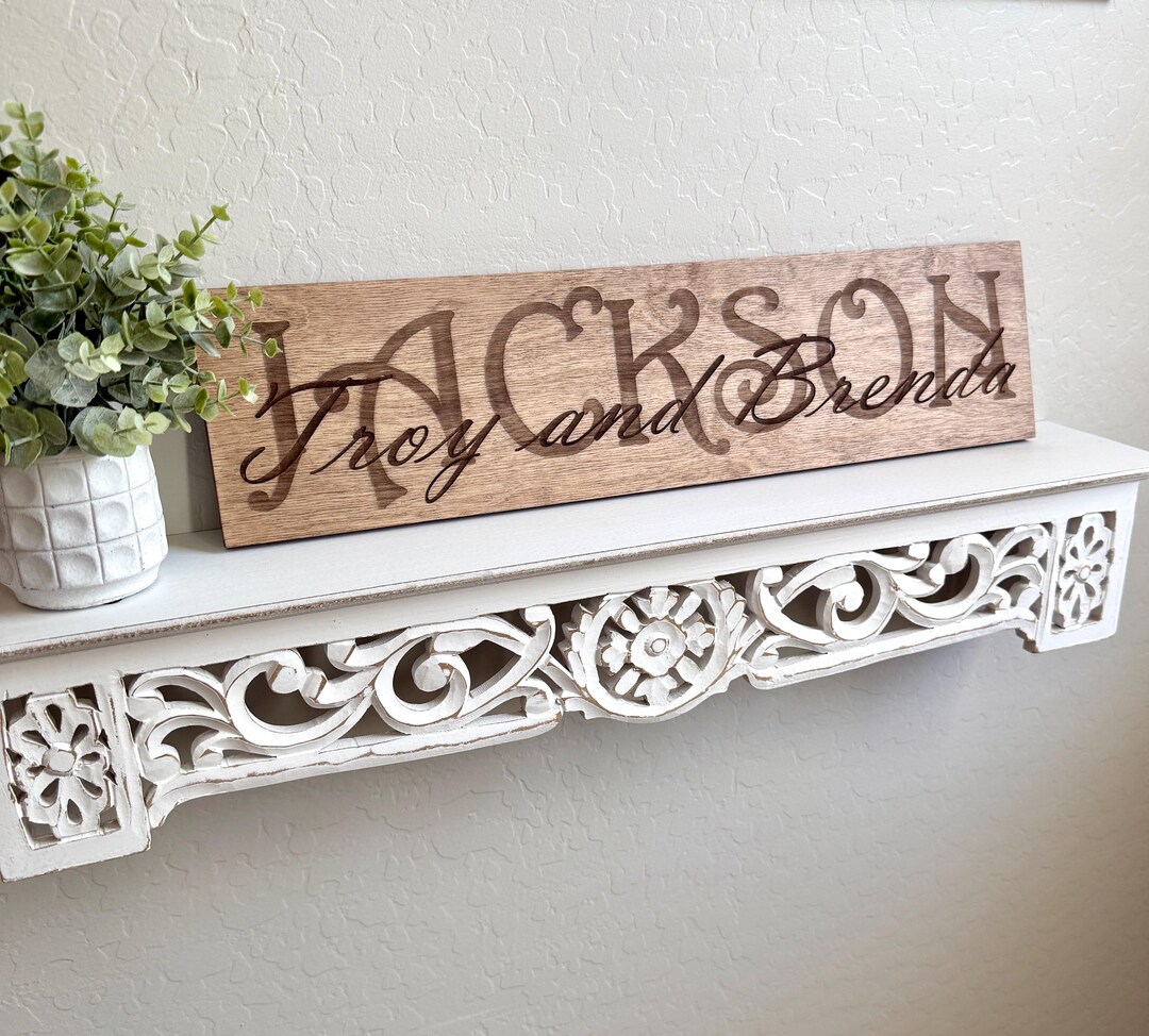 Personalized Family Name Sign: Engraved Rustic Wood Farmhouse Decor - Etsy