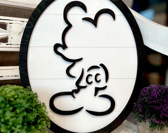 Disney Inspired Silhouette Signs, Black and White Decor, Wood Wall Decor, Simple Design Wall Decor