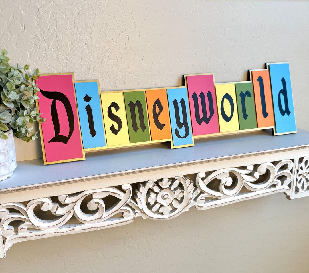 Retro Disney World Wood Sign, Vintage Style Marquee Sign, Disney World ...