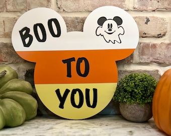 Candy Corn Disney Inspired Halloween Sign, Boo To You Sign, Mickey Ears Shaped Decor