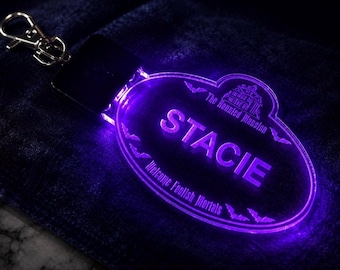 Personalized Haunted Mansion Inspired Acrylic Keychain, Light Up Custom Name Keychain, Disney Adult Gift