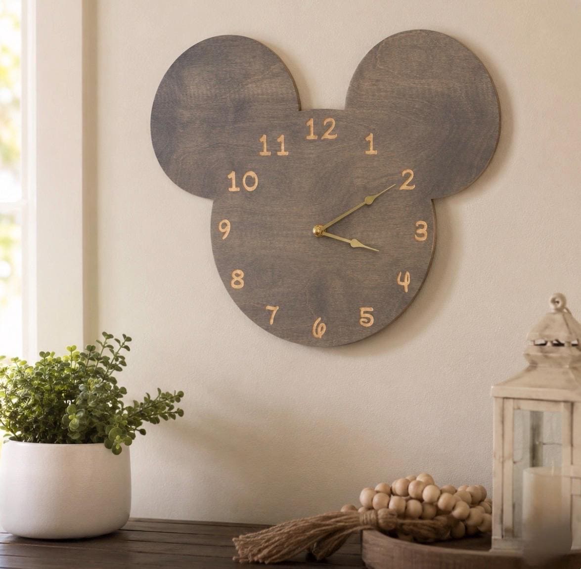 Mickey Inspired Wall Clock, Disney Inspired Home Decor, Wood Wall