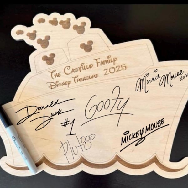 Letrero de firma de personaje de crucero, tablero de autógrafos de madera, creador de recuerdos, letrero con el nombre de la familia