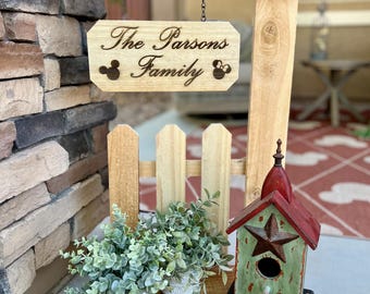 Customizable Welcome Plant Stand, Picket Fence Porch Stand, Cedar Planter, Outdoor Decor