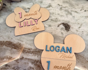 Personalized Baby Milestone Markers: Engraved Wood Photo Discs