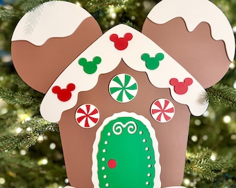 Disney Inspired Gingerbread House Sign,  Mickey Christmas Decor, Holiday Wall Art, Disney Inspired Christmas Decoration