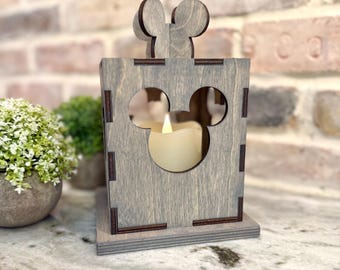 Disney Inspired Wood Lantern, Wood Shelf Decor, Rustic Lanterns, Candle Holder