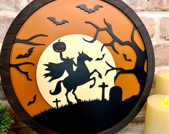 Headless Horseman Wood Sign, Disney Halloween Decor, Spooky Halloween Decor, Sleepy Hollow Decor