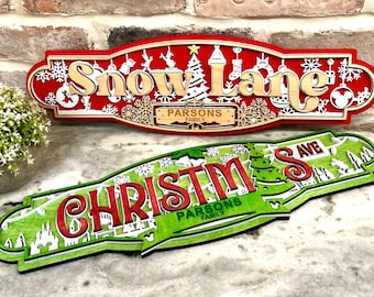 Personalized Christmas Family Name Street Signs, Disney Inspired Christmas Signs, Personalized Christmas Decor, Subtle Disney Wood Signs