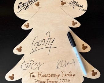 Disney Christmas Autograph Board, Personalized Family Keepsake, Disney Character Signatures Memory Board, Holiday Vacation Souvenir