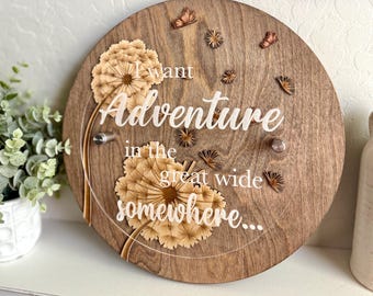Beauty and the Beast Inspired Wood Sign: Laser Engraved Dandelions