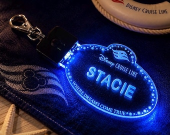 Personalized Light Up Disney Cruise Keychain, Fish Extender Gift, Family Cruise Souvenir, Acrylic Keychain