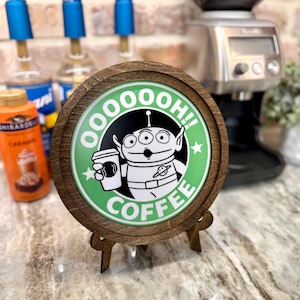 Ooooh Coffee Bar Sign, Coffee Lover Gift, Little Green Alien
