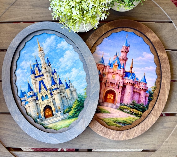 Disney Inspired Castle Wall Art, Wood Castle Signs, Cinderella Castle Decor, Sleeping Beauty Castle Decor