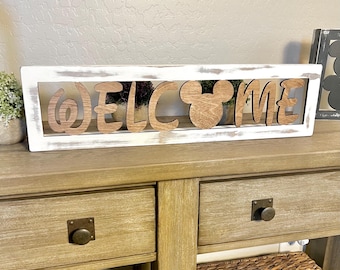 Welcome Farmhouse Shelf Sitter, Welcome Sign, Farmhouse Style, Rustic Decor, Disney Inspired Decor