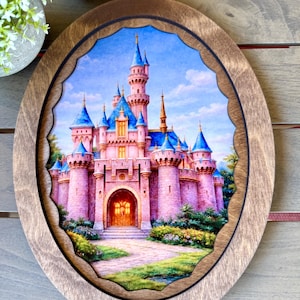 Disney Inspired Castle Wall Art, Wood Castle Signs, Cinderella Castle Decor, Sleeping Beauty Castle Decor Disneyland