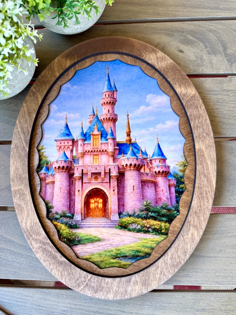 Disney Inspired Castle Wall Art, Wood Castle Signs, Cinderella Castle Decor, Sleeping Beauty Castle Decor Disneyland