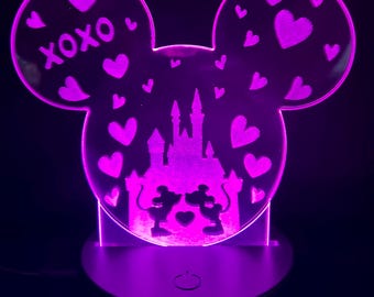 Acrylic LED Valentine’s Nightlight. Disney Inspired Valentine Decor, Acrylic Light
