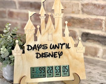 Disney Vacation Countdown Calendar, Castle Digital Countdown, Wood Countdown