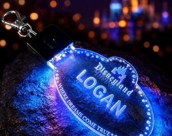 Disney Inspired Light Up Keychain, Personalized Name Keychain, Disney Trip Souvenir