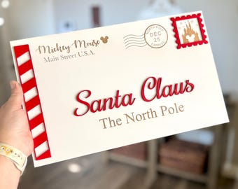 Disney-Inspired Letter to Santa Sign, Mickey Mouse Christmas Decor,  North Pole Holiday Sign, Santa Claus Christmas Shelf Sitter