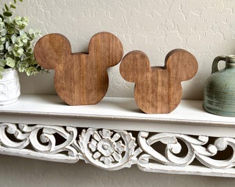 Mouse Inspired Wooden Shelf Decor, Handcrafted Wood Mouse Ears, Disney Inspired Farmhouse Decor