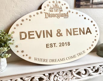 Disney Inspired Name Tag Wall Sign, Personalized Family Name Decor, Disney Park Inspired Sign, Wedding Gift