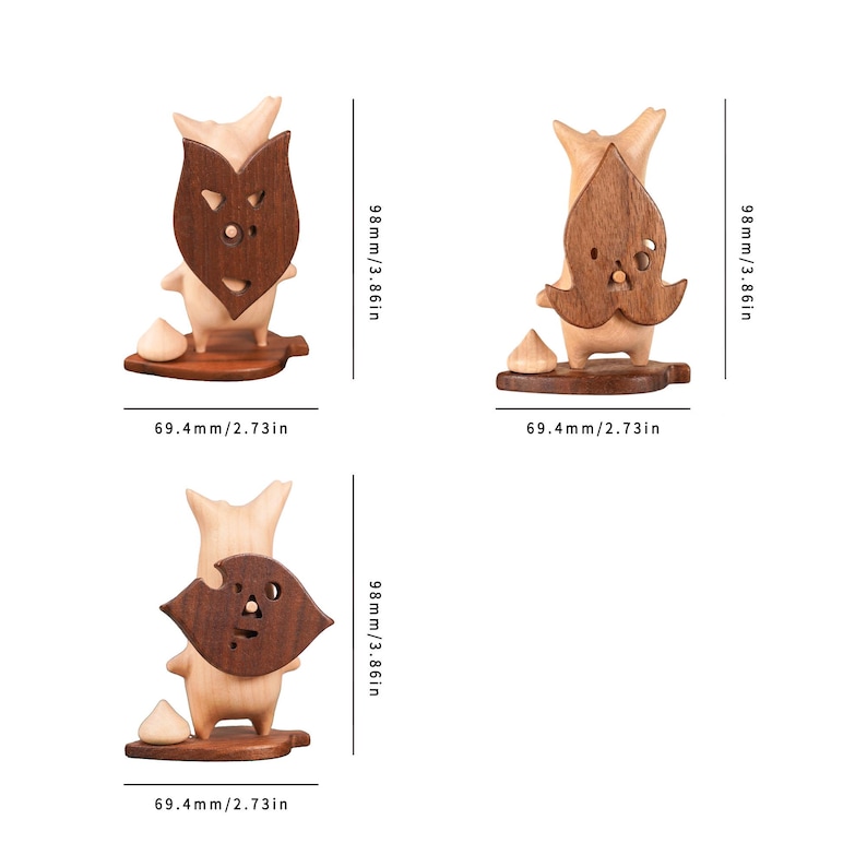 Wooden Korok Set of 3 with Magnetic Masks - Yahaha Forest Spirit Figure, Zelda Tears of the Kingdom Fan Gift, Breath of the Wild Desk Decor image 19
