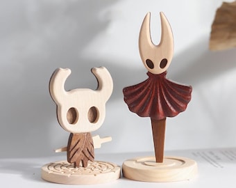 Wooden Hollow Knight and Hornet Figurine, Handmade Diffuser Ornament, Collectible Sculpture, Gift for Gamer, Game Decor