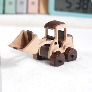 Wooden Excavator Toy, Handmade Construction Vehicle, Sensory Toys For Kids, Montessori Toddler Car, 1st Birthday Christmas Gift for Baby Boy