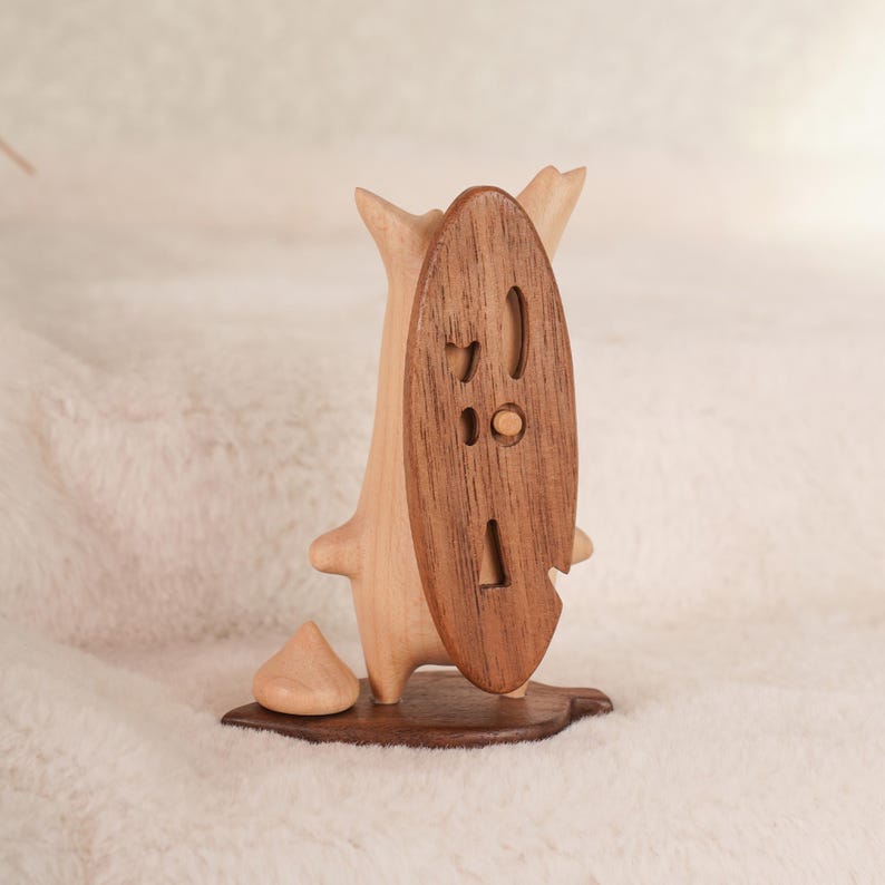 Wooden Korok Set of 3 with Magnetic Masks - Yahaha Forest Spirit Figure, Zelda Tears of the Kingdom Fan Gift, Breath of the Wild Desk Decor Korok 9