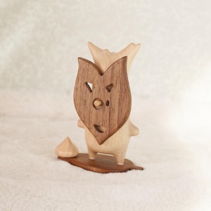 Wooden Korok Set of 3 with Magnetic Masks - Yahaha Forest Spirit Figure, Zelda Tears of the Kingdom Fan Gift, Breath of the Wild Desk Decor Korok 4