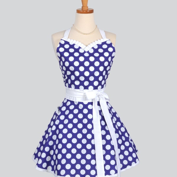 Sweetheart Retro Apron , Sexy Kitchen Apron in Purple and White Dots
