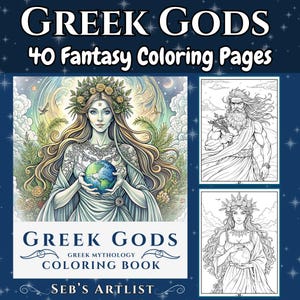 Greek Gods Coloring Book: Fantasy Coloring Pages with Gods and Goddesses of Greek Mythology for Adults Relaxation