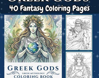 Greek Gods Coloring Book: 40 Fantasy Mythology Pages (PDF Download)