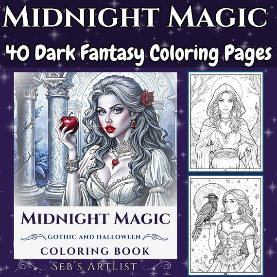 Gothic Halloween Coloring Book: 40 Dark Fantasy Designs (Digital Download)