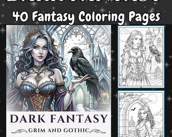 Dark Fantasy Coloring Book: Grim and Gothic Coloring Pages for Adults Relaxation